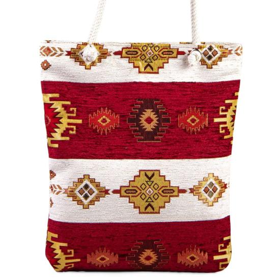 Kilim patterned saddle bag.