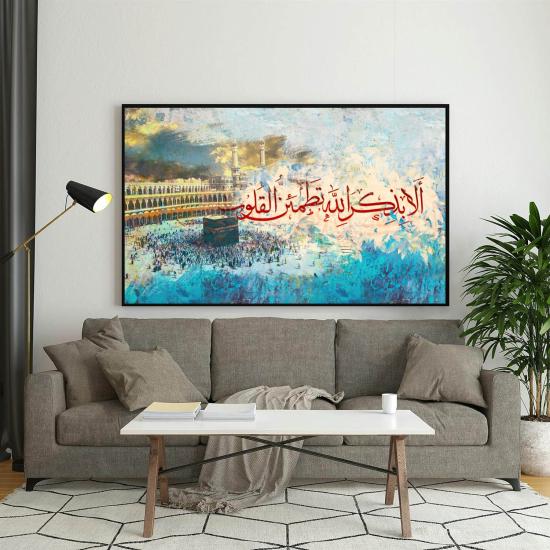 Blackl framed canvas painting