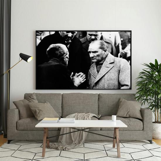 Blackl framed canvas painting