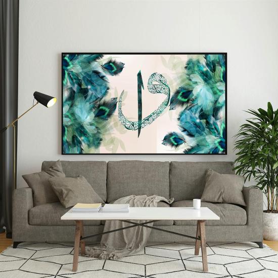 Blackl framed canvas painting