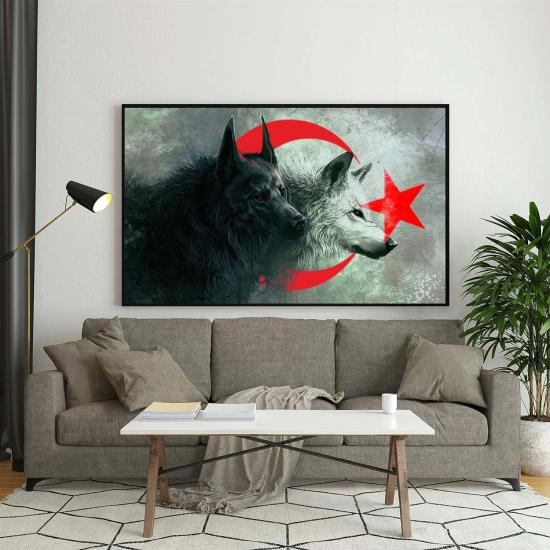 Blackl framed canvas painting