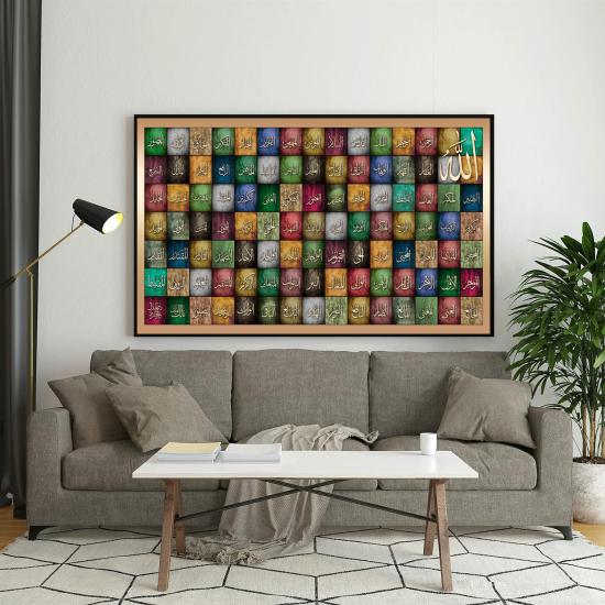 Blackl framed canvas painting