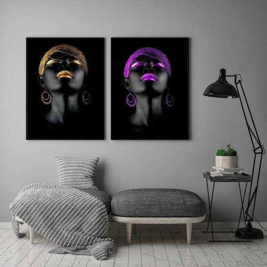 Double canvas painting with black frame